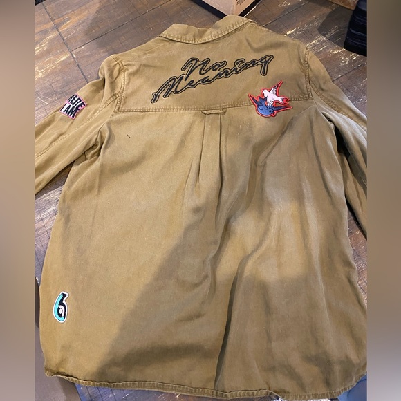 Zara Jacket/Shirt Patches Cotton/Lyocell Ladies XL - Picture 5 of 14